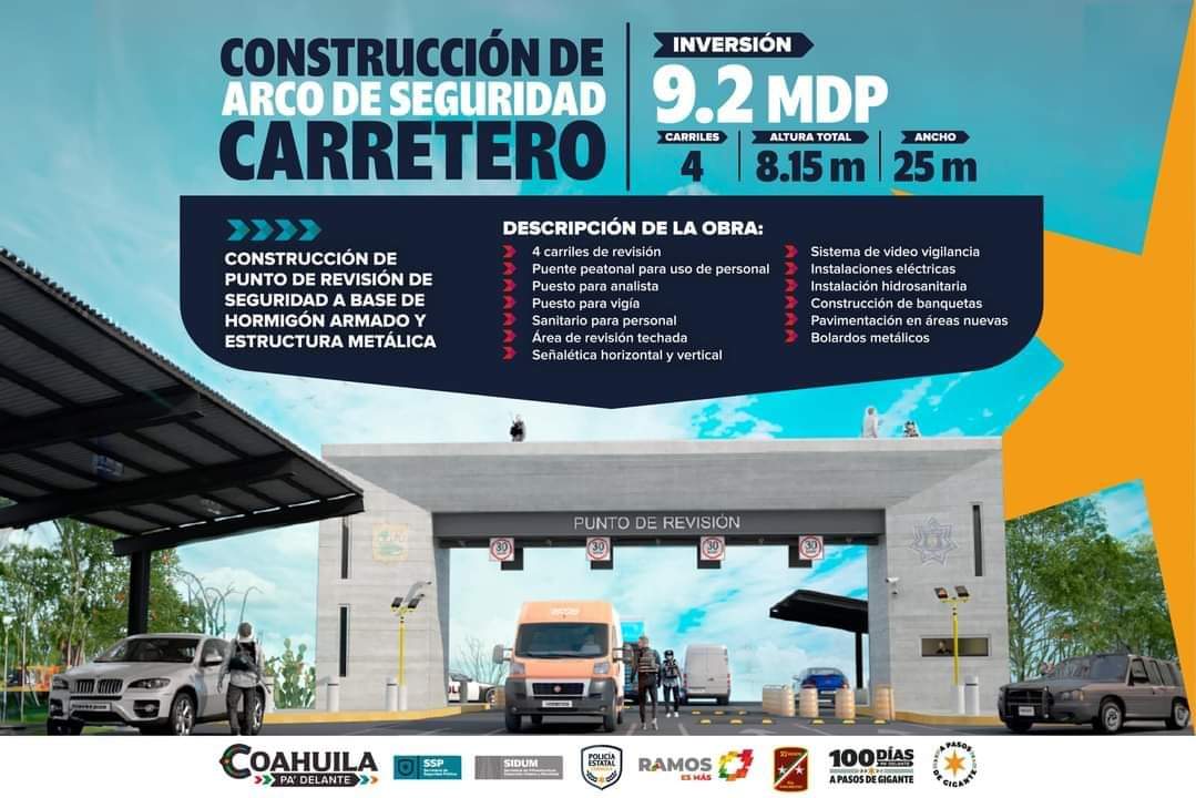 Arranca construcción de Arcos de Seguridad en Coahuila